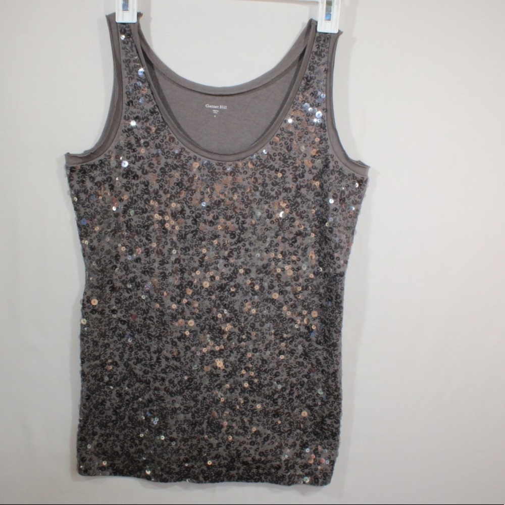 Garnet Hill Women’s Paillette Top Slvless size S